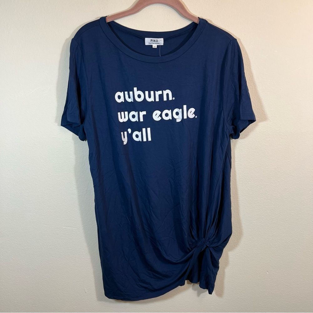 Piko Women’s Blue Auburn War Eagle Y’all Gathered Tunic Top Medium NWT